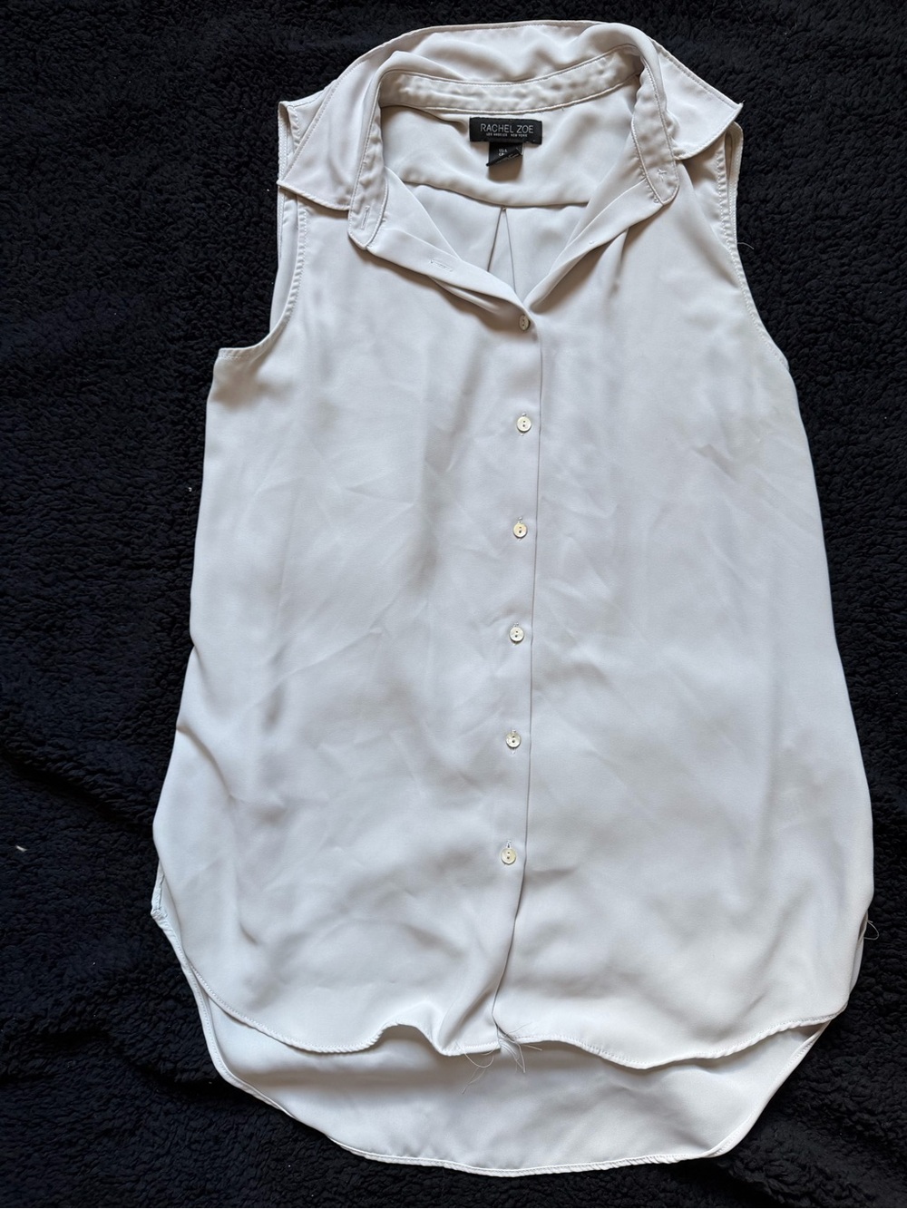 Rachel Zoe Cream Sleeveless Button-Down Blouse